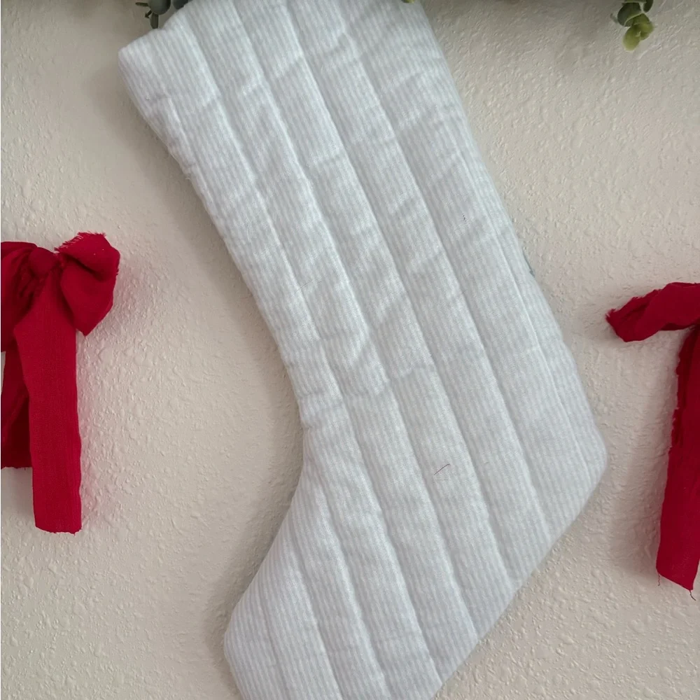 Blue and Cream Holiday Stocking